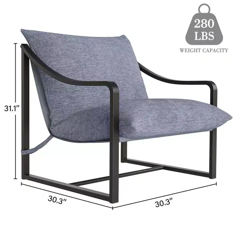 Poltrona Sling, Poltrona Moderna e Confortevole con Morbido Cuscino, Struttura in Metallo, Comoda Poltrona Lounge per Soggiorno, Camera da Letto, Patio