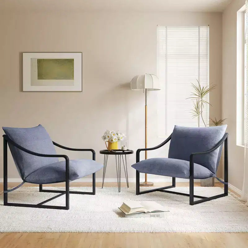 Poltrona Sling, Poltrona Moderna e Confortevole con Morbido Cuscino, Struttura in Metallo, Comoda Poltrona Lounge per Soggiorno, Camera da Letto, Patio