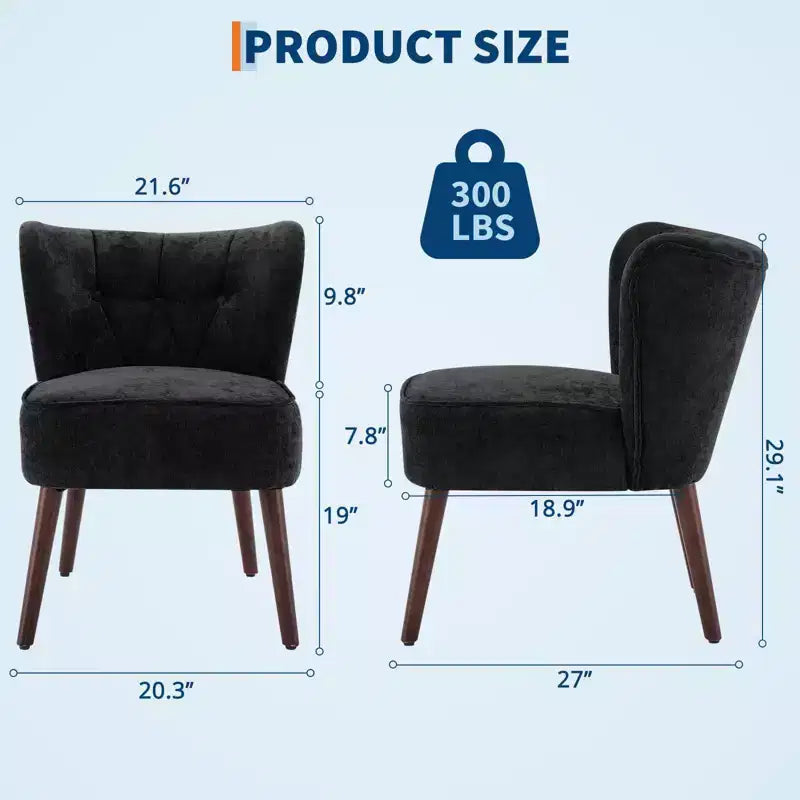 Poltrona moderna, sedia lounge senza braccioli imbottita con tessuto trapuntato, comoda sedia laterale per lettura e toletta per soggiorno e camera da letto
