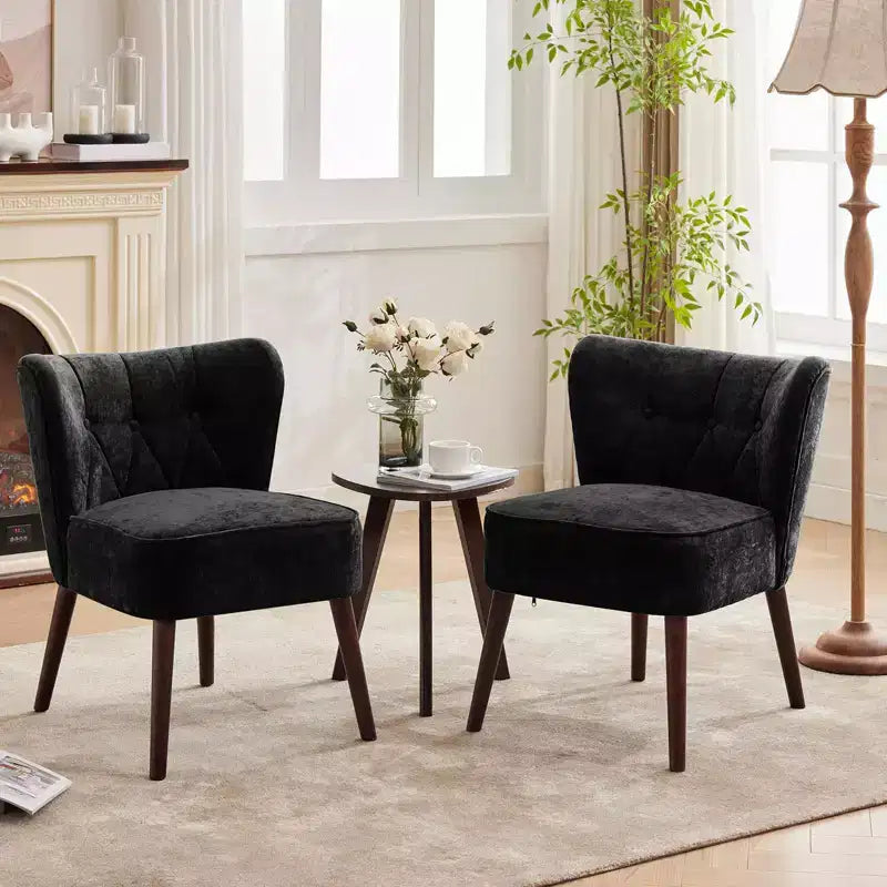 Poltrona moderna, sedia lounge senza braccioli imbottita con tessuto trapuntato, comoda sedia laterale per lettura e toletta per soggiorno e camera da letto