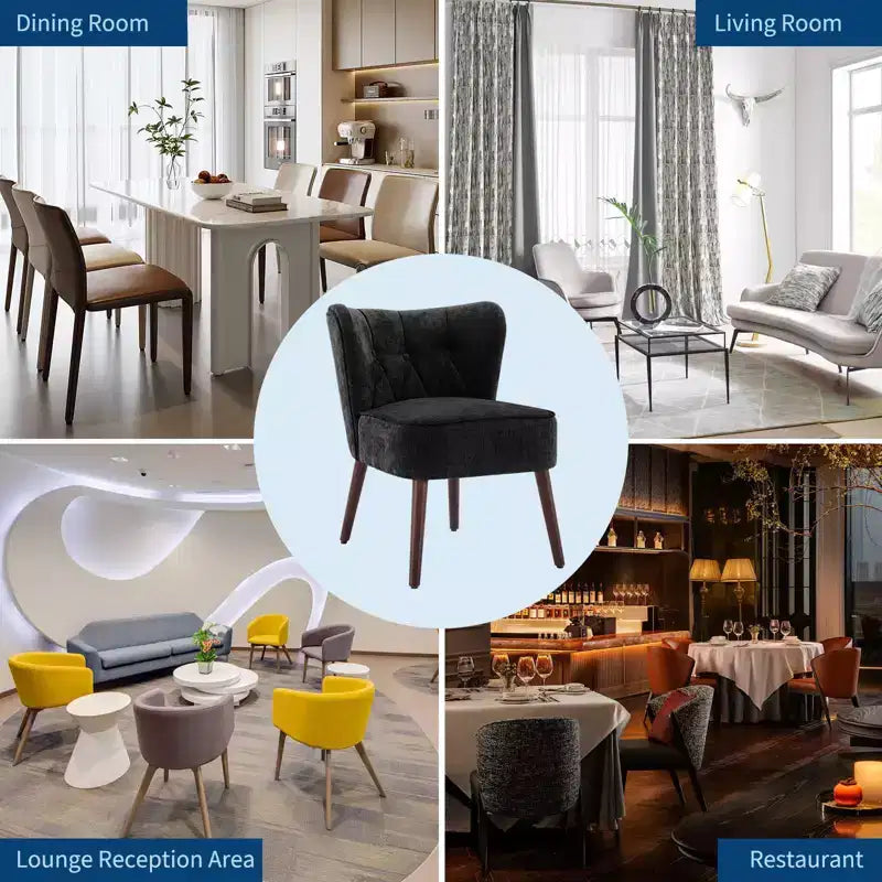 Poltrona moderna, sedia lounge senza braccioli imbottita con tessuto trapuntato, comoda sedia laterale per lettura e toletta per soggiorno e camera da letto
