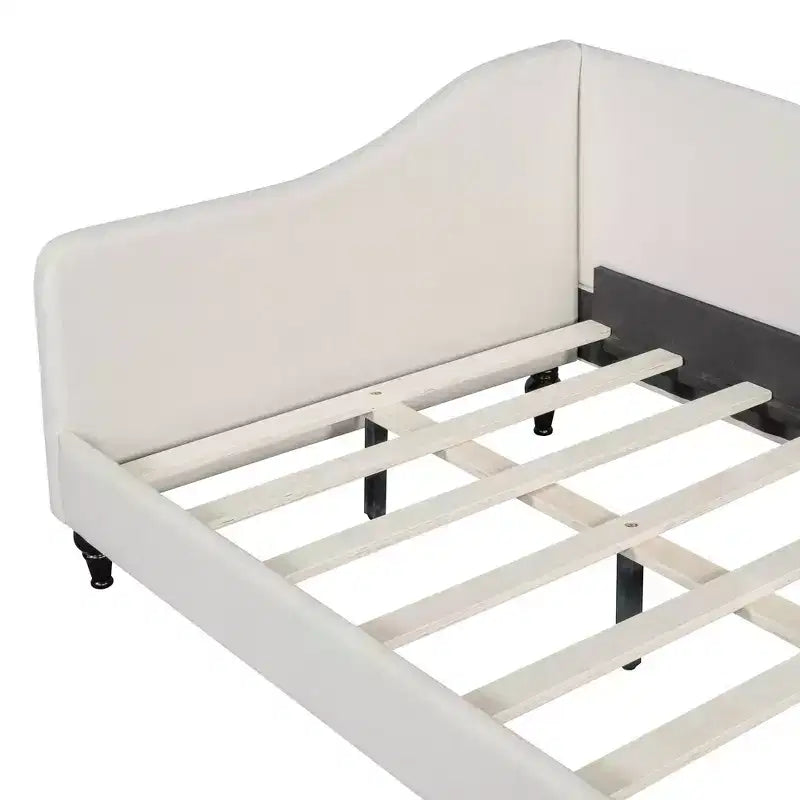 MAYEERTY Letto Divano a L Matrimoniale in Lino, Gambe in Legno Massello, Camera da Letto, Grigio
