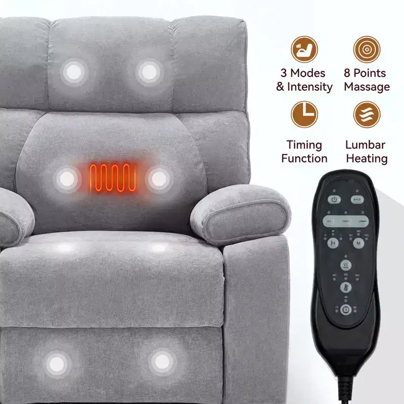 Poltrone Reclinabili Massaggianti Riscaldanti, Poltrone Reclinabili Elettriche Oversize con Sollevamento a Posizione Infinita e Portabicchieri Nascosti