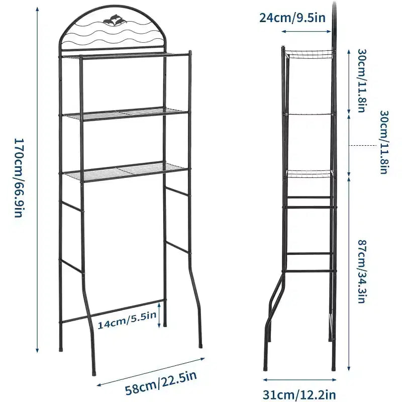 Scaffale da Bagno Salvaspazio da Appoggio a 3 Ripiani, Organizer da Bagno in Metallo per Asciugamani e Carta Igienica, Ideale per Appartamenti