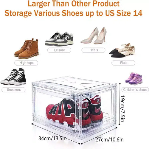 6 Pezzi Organizzatore per Scarpe, Organizzatore per Scarpe Impilabile in Plastica Trasparente per Armadio, Scatola per Scarpe Impilabile in Plastica Trasparente per Ingresso, Salvaspazio, Pieghevole