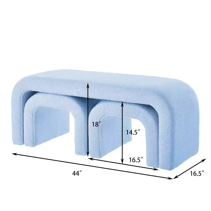 Set di 3 Panchine a U, Panchina Ottomana Sezionale, Sgabello Poggiapiedi Ottomano Imbottito