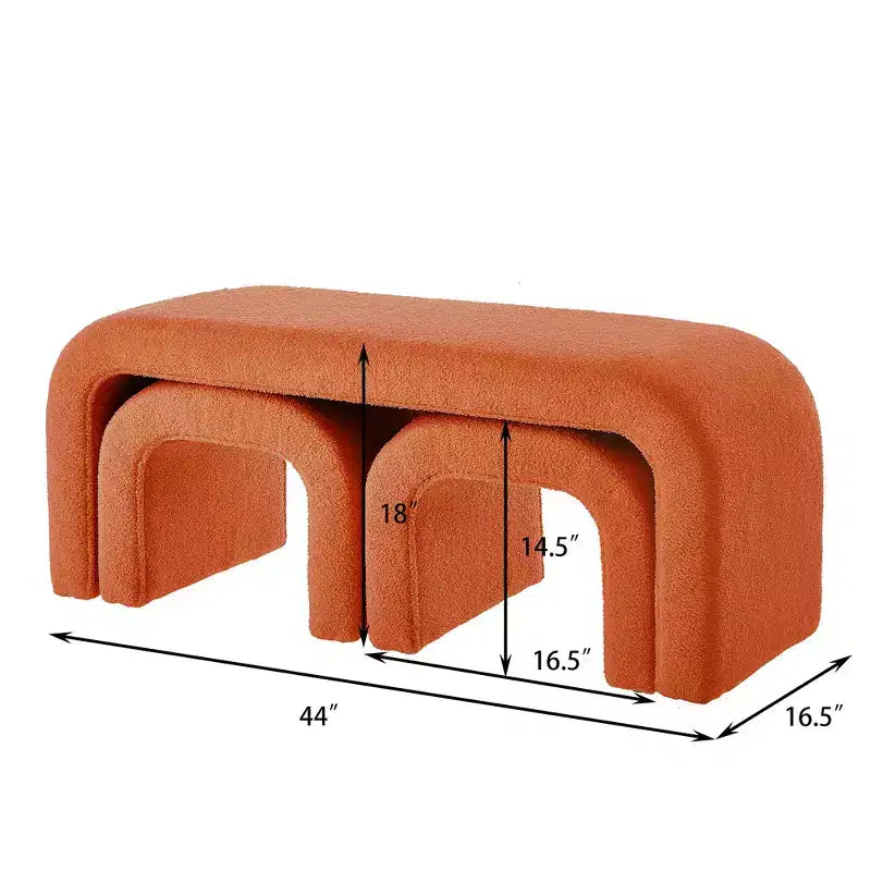 Set di 3 Panchine a U, Panchina Ottomana Sezionale, Sgabello Poggiapiedi Ottomano Imbottito