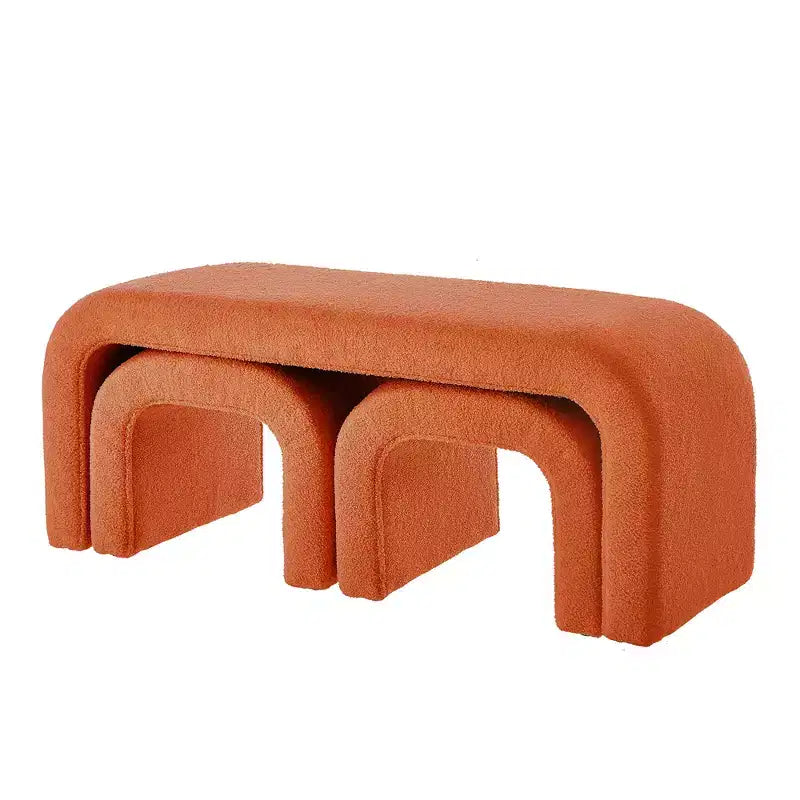 Set di 3 Panchine a U, Panchina Ottomana Sezionale, Sgabello Poggiapiedi Ottomano Imbottito