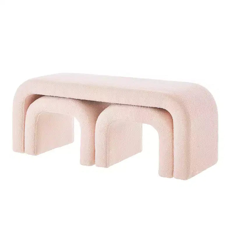 Set di 3 Panchine a U, Panchina Ottomana Sezionale, Sgabello Poggiapiedi Ottomano Imbottito