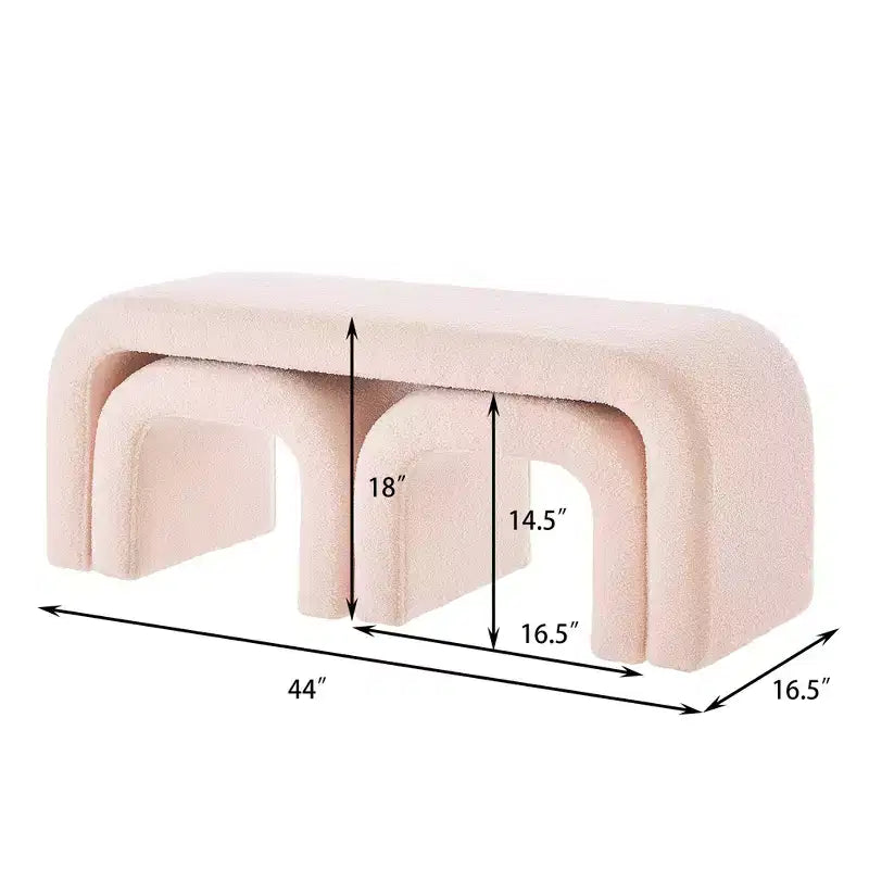 Set di 3 Panchine a U, Panchina Ottomana Sezionale, Sgabello Poggiapiedi Ottomano Imbottito