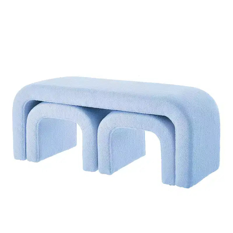 Set di 3 Panchine a U, Panchina Ottomana Sezionale, Sgabello Poggiapiedi Ottomano Imbottito