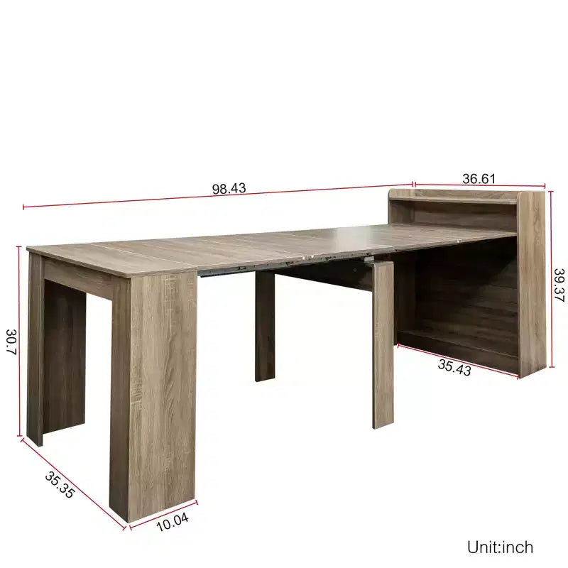 Tavolo da Pranzo Allungabile Moderno con Contenitore, Tavolo Rettangolare Versatile Salvaspazio per Cucina Sala da Pranzo Soggiorno Spazi Piccoli, Naturale