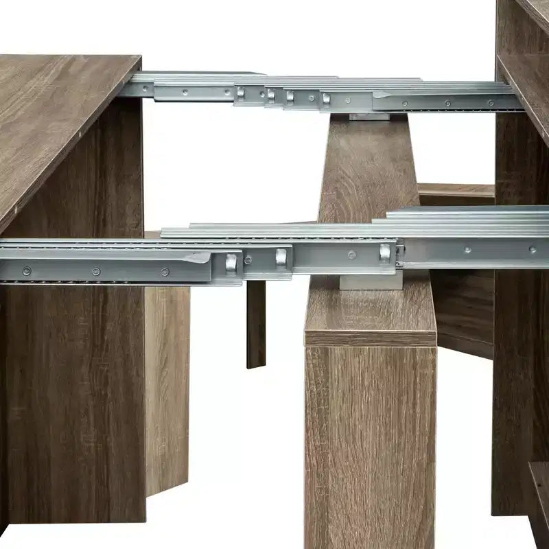 Tavolo da Pranzo Allungabile Moderno con Contenitore, Tavolo Rettangolare Versatile Salvaspazio per Cucina Sala da Pranzo Soggiorno Spazi Piccoli, Naturale