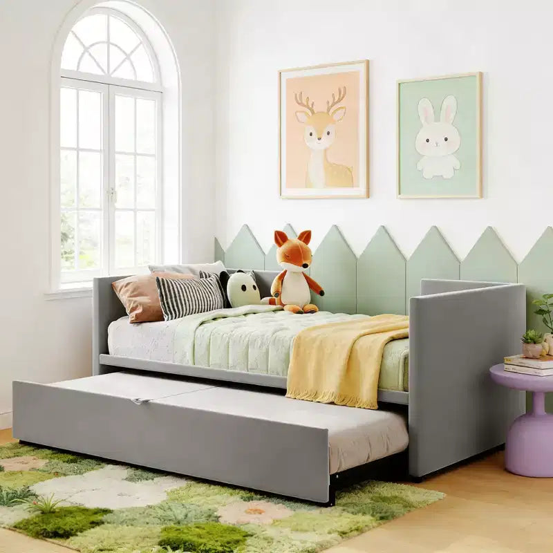 Letto a giorno imbottito Luxystar Twin Size con letto estraibile a scomparsa per soggiorno e camera degli ospiti