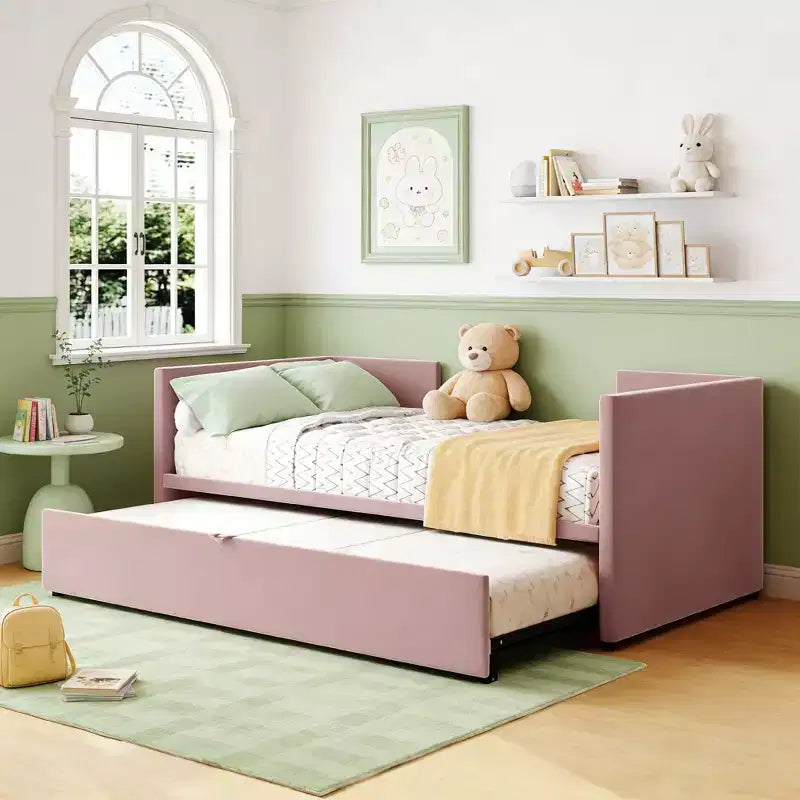 Letto a giorno imbottito Luxystar Twin Size con letto estraibile a scomparsa per soggiorno e camera degli ospiti