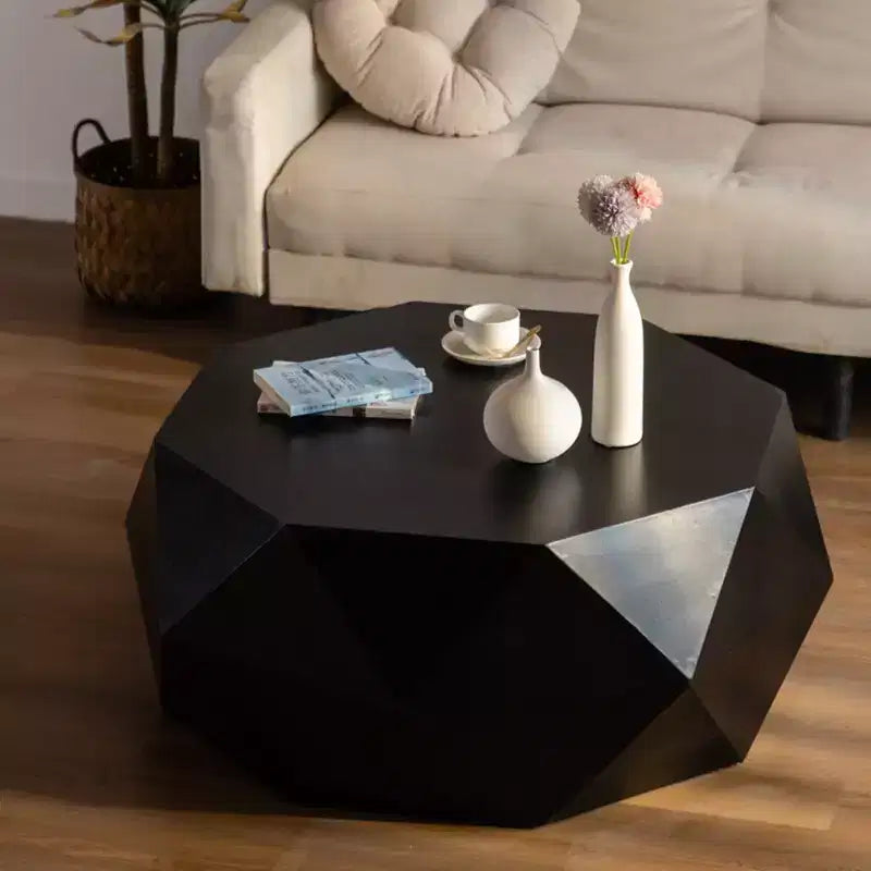 EHMKNP Wood Diamond-Shaped Coffee Table - Modern Center Table with Spacious Tabletop, No Assembly Required