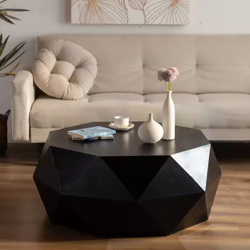 Tavolino da Caffè in Legno EHMKNP a Forma di Diamante - Tavolino Moderno con Ampio Piano d'Appoggio, Nessun Montaggio Richiesto