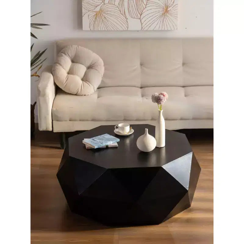Tavolino da Caffè in Legno EHMKNP a Forma di Diamante - Tavolino Moderno con Ampio Piano d'Appoggio, Nessun Montaggio Richiesto
