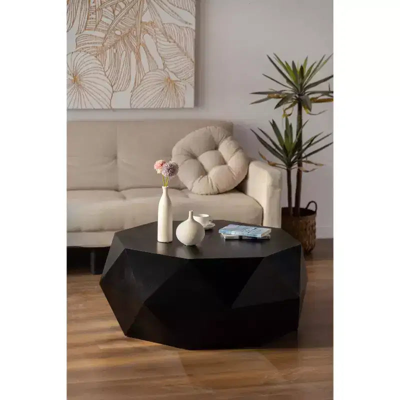 Tavolino da Caffè in Legno EHMKNP a Forma di Diamante - Tavolino Moderno con Ampio Piano d'Appoggio, Nessun Montaggio Richiesto