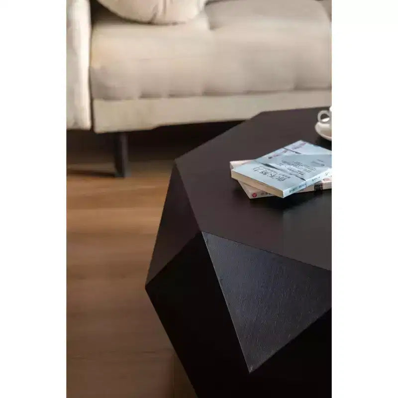 Tavolino da Caffè in Legno EHMKNP a Forma di Diamante - Tavolino Moderno con Ampio Piano d'Appoggio, Nessun Montaggio Richiesto