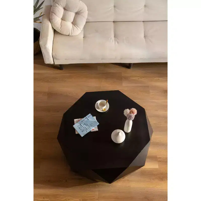 Tavolino da Caffè in Legno EHMKNP a Forma di Diamante - Tavolino Moderno con Ampio Piano d'Appoggio, Nessun Montaggio Richiesto