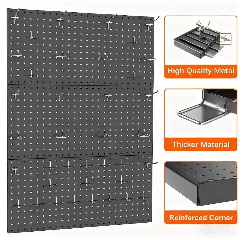 2 Pz Pannelli Metallici Perforati, Organizzatore a Parete 24x24 con Disposizione Flessibile per Garage, Officina, Cucina, Sala Artigianale, Organizzazione Utensili