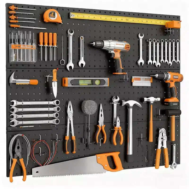 2 Pz Pannelli Metallici Perforati, Organizzatore a Parete 24x24 con Disposizione Flessibile per Garage, Officina, Cucina, Sala Artigianale, Organizzazione Utensili