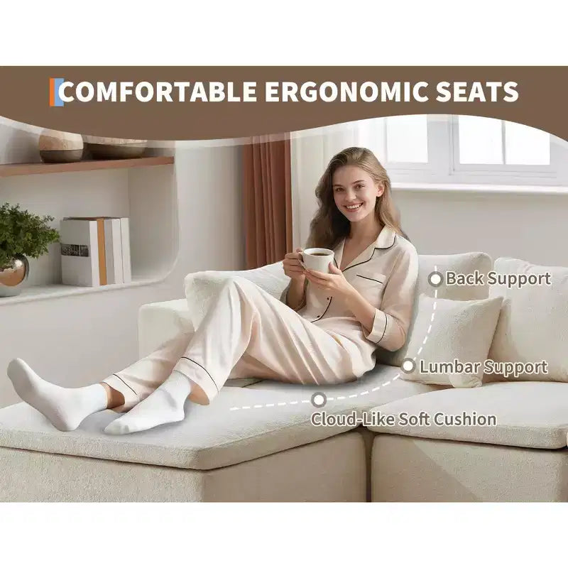 Divano componibile a L 110, trasformabile Cloud Couch in ciniglia, con seduta profonda, pouf/chaise longue e cuscini in memory foam per soggiorno