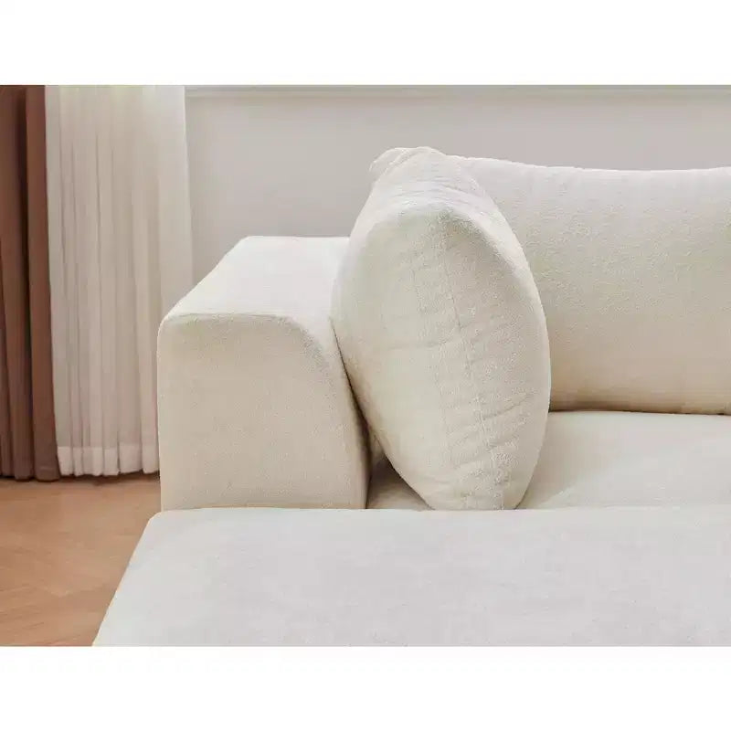 Divano componibile a L 110, trasformabile Cloud Couch in ciniglia, con seduta profonda, pouf/chaise longue e cuscini in memory foam per soggiorno