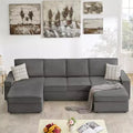 Modular Sectionla Sofa, U-Shaped Couch with Removable Washable Covers, Modern Gray Convertible Deep Seat Sofa for Living Room, Office