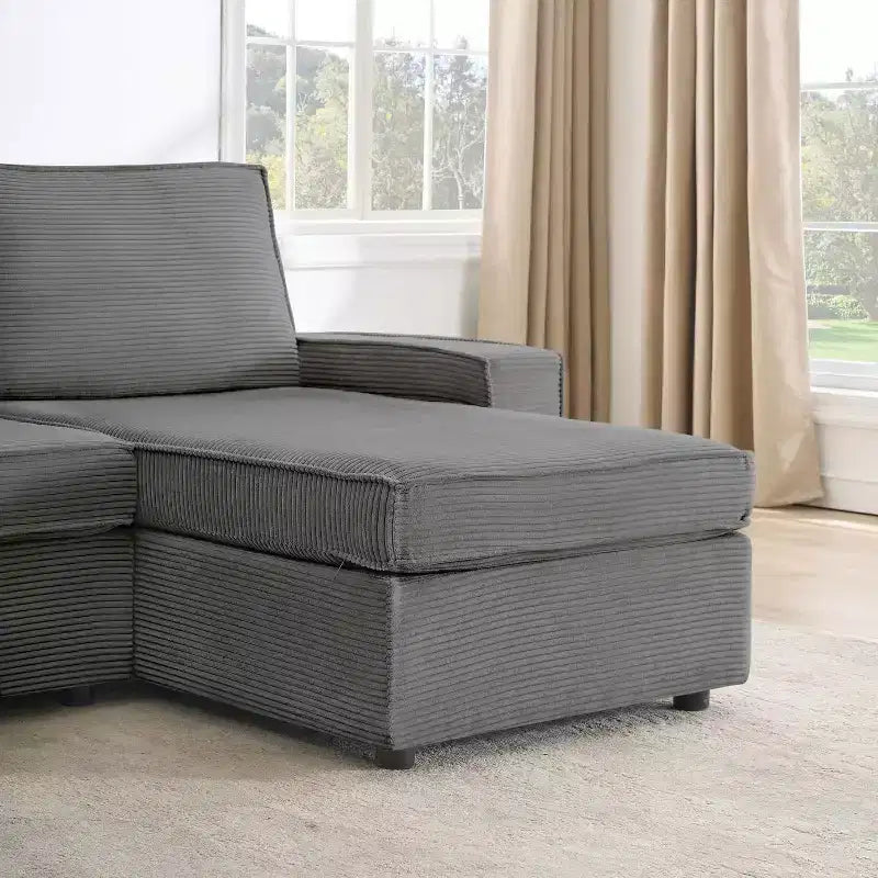 Divano Componibile Sectional, Divano a U con Rivestimento Lavabile Rimovibile, Divano Moderno Grigio Convertibile a Seduta Profonda per Soggiorno, Ufficio