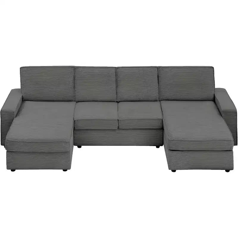 Divano Componibile Sectional, Divano a U con Rivestimento Lavabile Rimovibile, Divano Moderno Grigio Convertibile a Seduta Profonda per Soggiorno, Ufficio