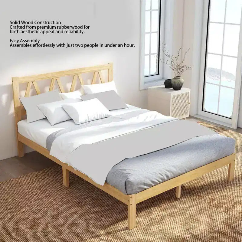 AEELLEEA Struttura letto matrimoniale Queen Size Robusta con elevata capacità di carico, facile da montare, base in legno minimalista per camera da letto