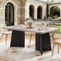 Dining Table for 6-8 People - 63 Modern Long Kitchen Table with Large Tabletop & Heavy Duty Pedestal Legs, Dinner Table for Kitchen