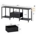 Metal & Fabric Drawer TV Stand - Black