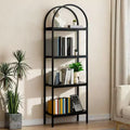 Arched Bookshelf 5 Tier,Arched Display Racks ,Tall Standing Bookshelves with Metal Frame ,Modern Open Storage Shelf Display Rack