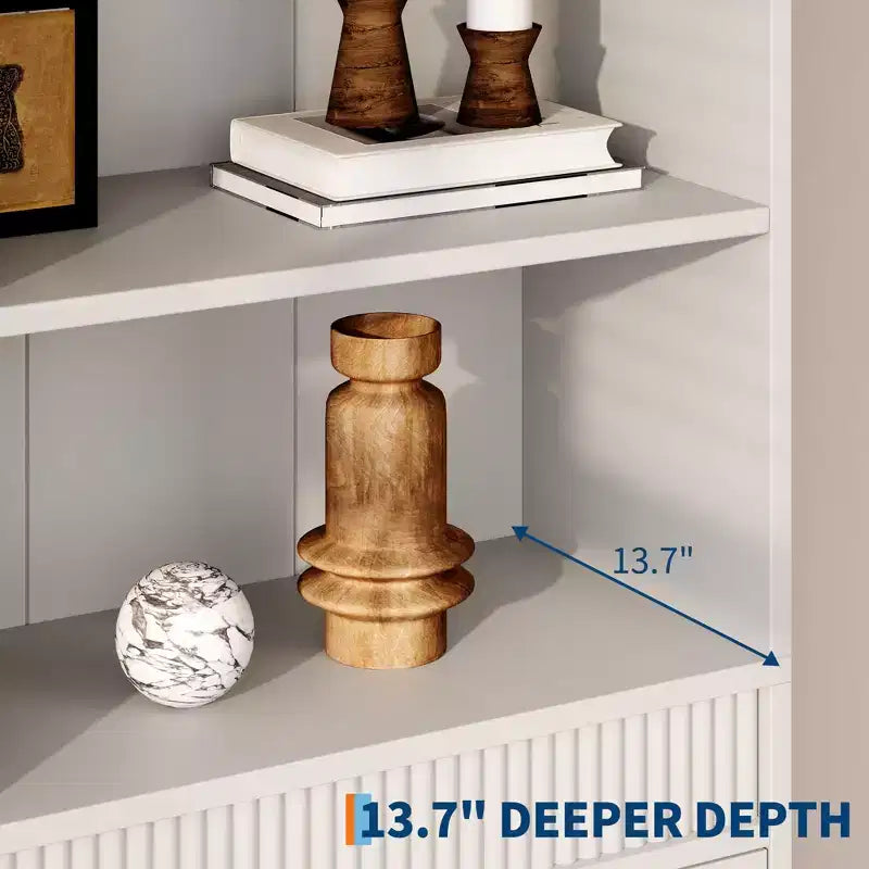 Libreria con Cassetti 70.8", Libreria con Scanalature, Libreria a 6 Livelli con Spazio Contenitore, Libreria Alta con Design Ondulato, Armadietto Contenitore con Ripiani a Giorno