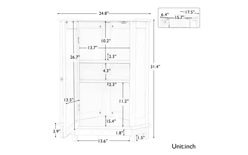 Mobiletto angolare da bagno Whisen moderno triangolare con ripiano regolabile