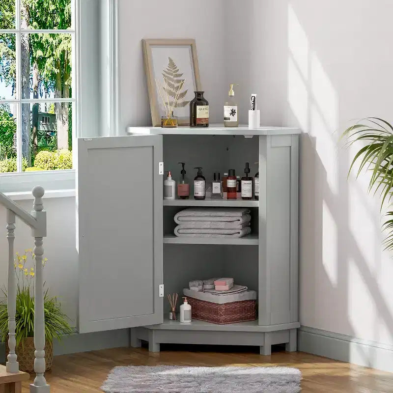 Mobiletto angolare da bagno Whisen moderno triangolare con ripiano regolabile