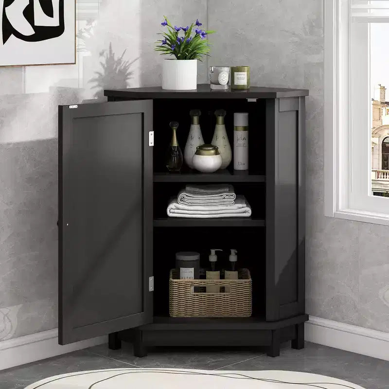 Mobiletto angolare da bagno Whisen moderno triangolare con ripiano regolabile