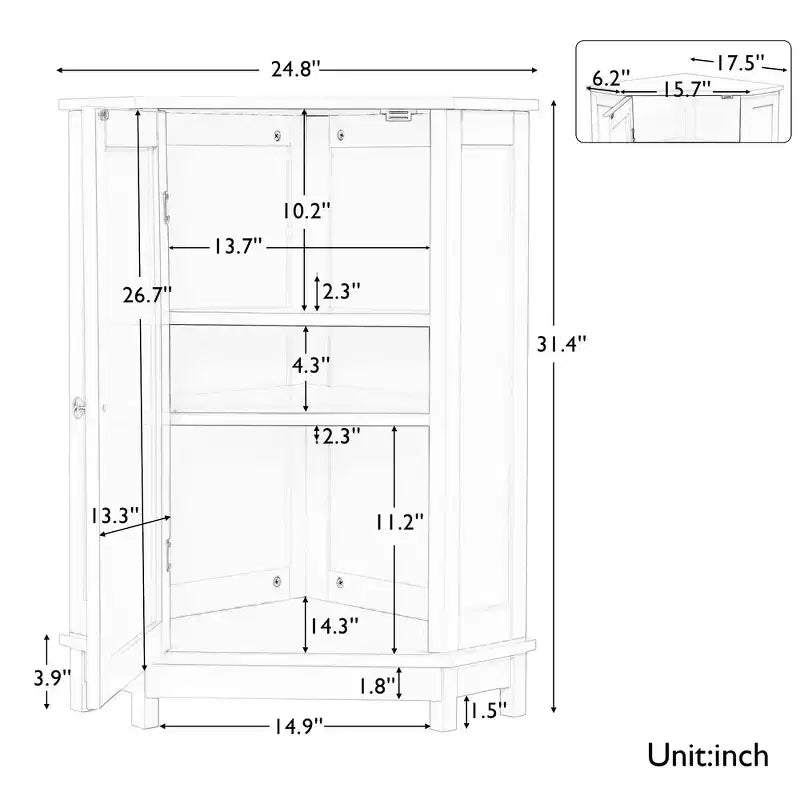 Mobiletto angolare da bagno Whisen moderno triangolare con ripiano regolabile