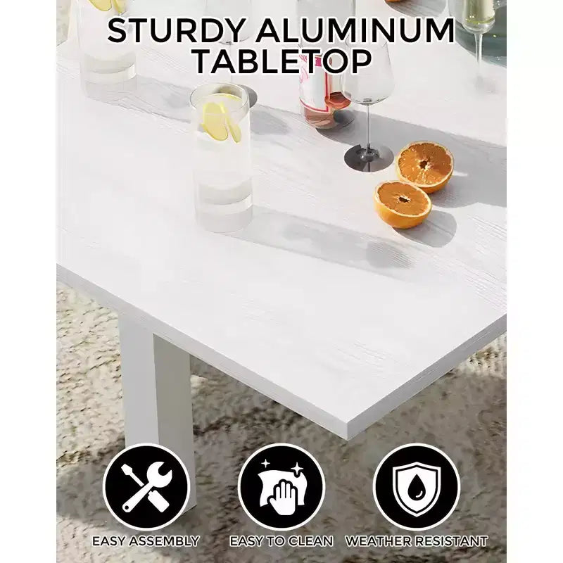 Tavolo da pranzo espandibile per esterni COZONY da 80-160 cm, tavolo da patio in alluminio con piano effetto legno, tavolo pieghevole salvaspazio per giardino, cortile, balcone