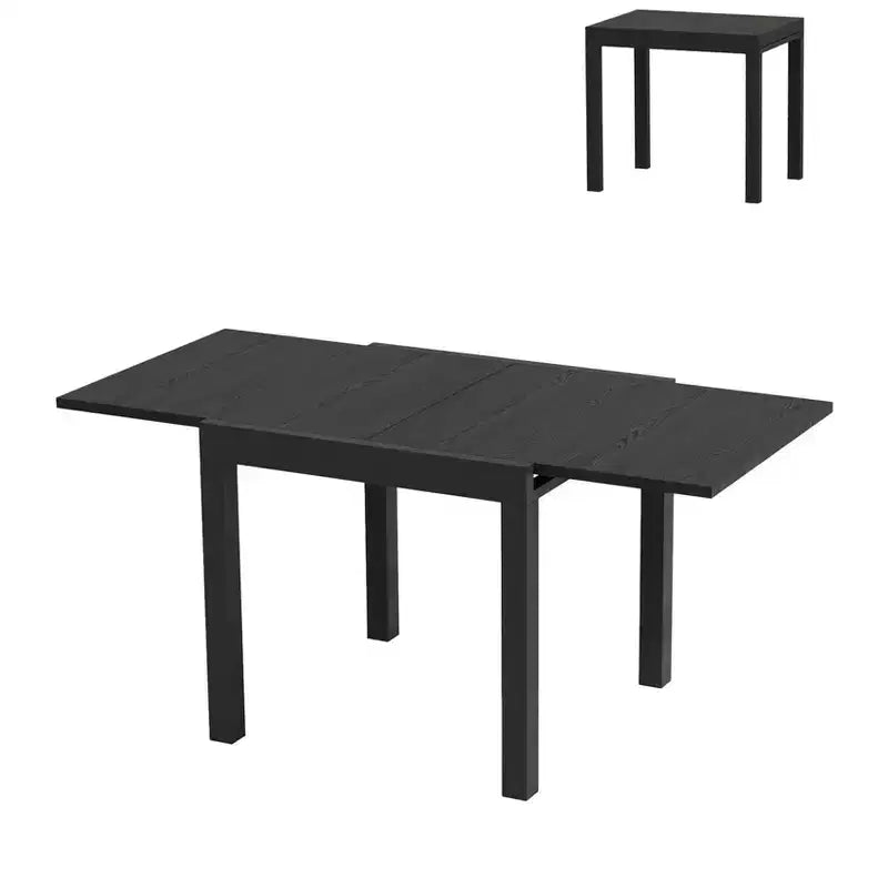 Tavolo da pranzo espandibile per esterni COZONY da 80-160 cm, tavolo da patio in alluminio con piano effetto legno, tavolo pieghevole salvaspazio per giardino, cortile, balcone