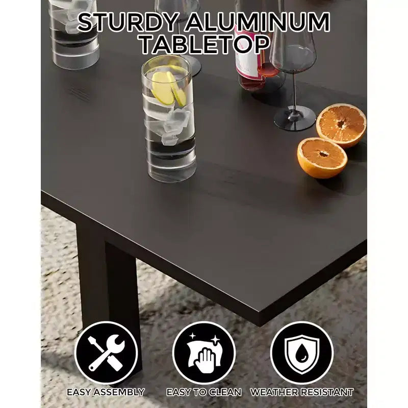Tavolo da pranzo espandibile per esterni COZONY da 80-160 cm, tavolo da patio in alluminio con piano effetto legno, tavolo pieghevole salvaspazio per giardino, cortile, balcone