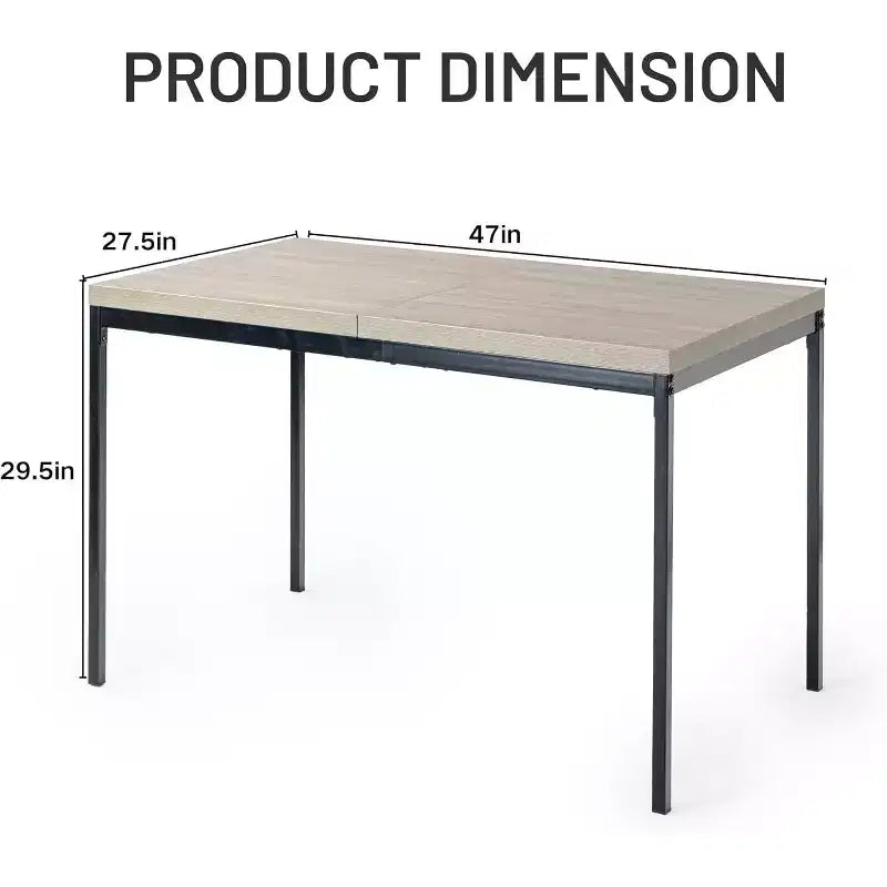 Tavolo da pranzo FurnitureR con piano in MDF effetto marmo e robuste gambe in metallo, tavolo da cucina rettangolare per sala da pranzo, appartamento, ufficio, grigio