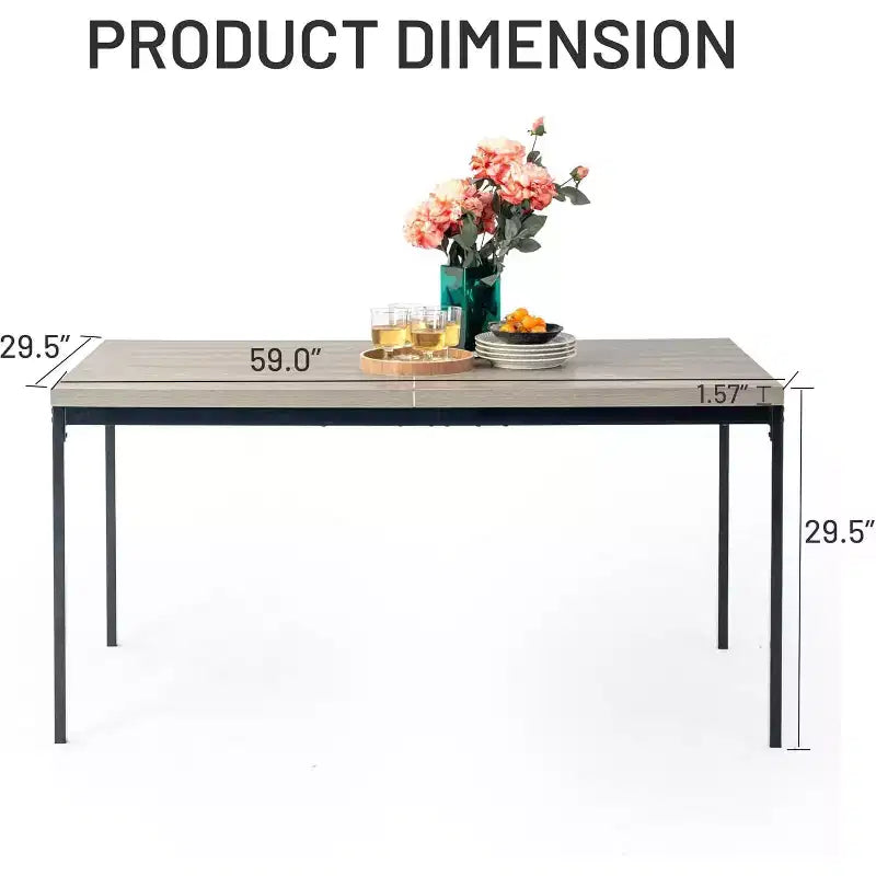Tavolo da pranzo FurnitureR con piano in MDF effetto marmo e robuste gambe in metallo, tavolo da cucina rettangolare per sala da pranzo, appartamento, ufficio, grigio