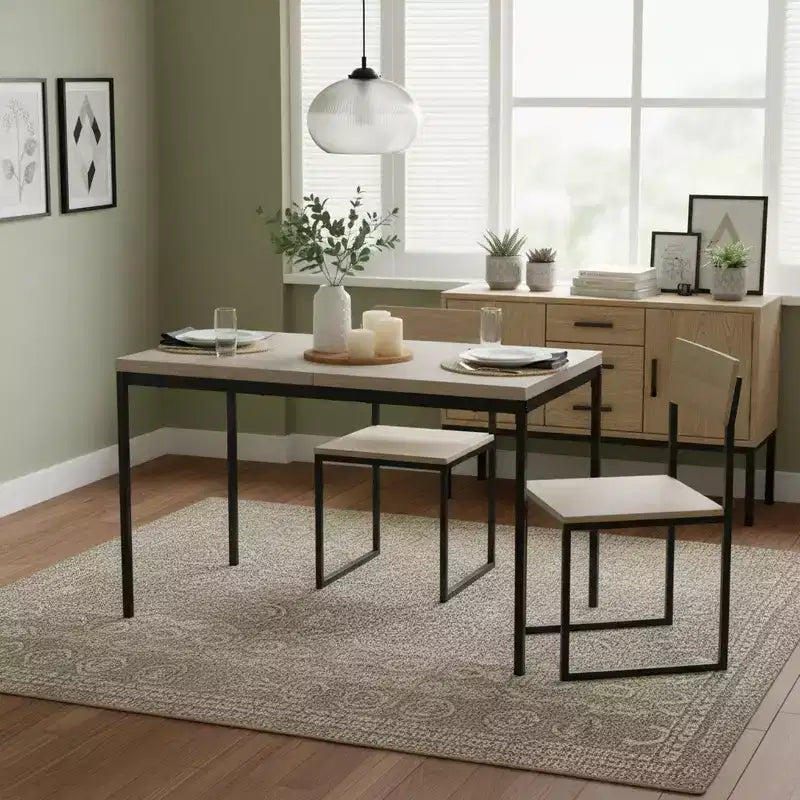 Tavolo da pranzo FurnitureR con piano in MDF effetto marmo e robuste gambe in metallo, tavolo da cucina rettangolare per sala da pranzo, appartamento, ufficio, grigio