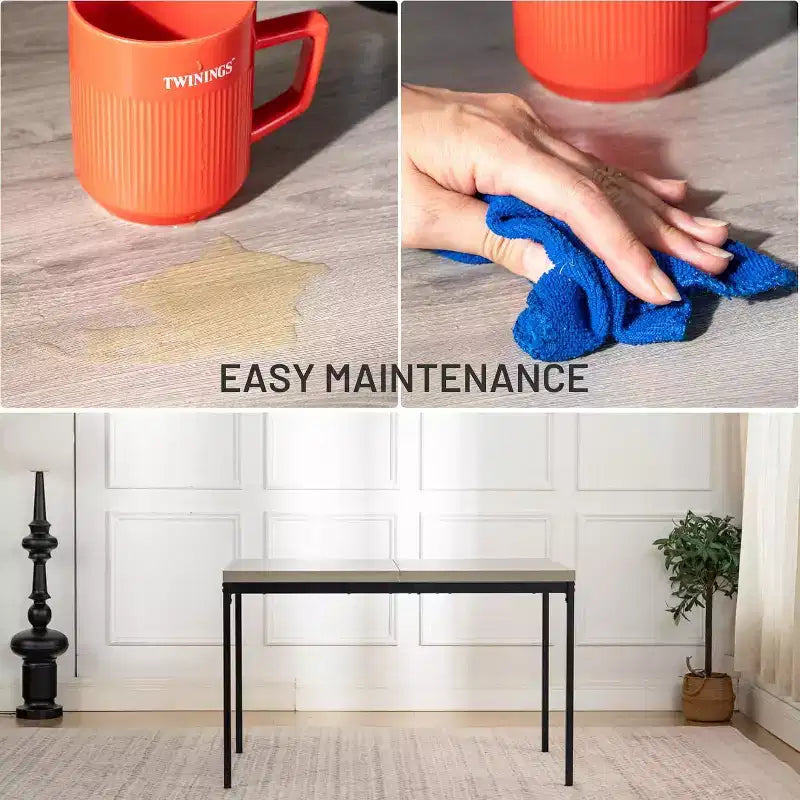 Tavolo da pranzo FurnitureR con piano in MDF effetto marmo e robuste gambe in metallo, tavolo da cucina rettangolare per sala da pranzo, appartamento, ufficio, grigio