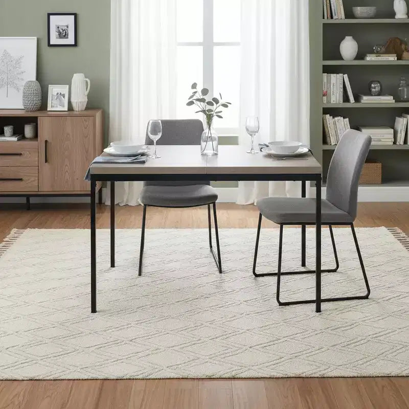 Tavolo da pranzo FurnitureR con piano in MDF effetto marmo e robuste gambe in metallo, tavolo da cucina rettangolare per sala da pranzo, appartamento, ufficio, grigio