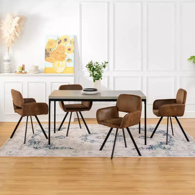 Tavolo da pranzo FurnitureR con piano in MDF effetto marmo e robuste gambe in metallo, tavolo da cucina rettangolare per sala da pranzo, appartamento, ufficio, grigio